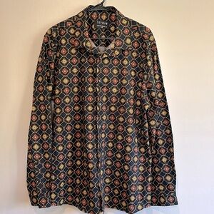RARE: Mens TOPMAN Dress Shirt Boho Sleek Aztec Size XXL Stretch Skinny Fit Style